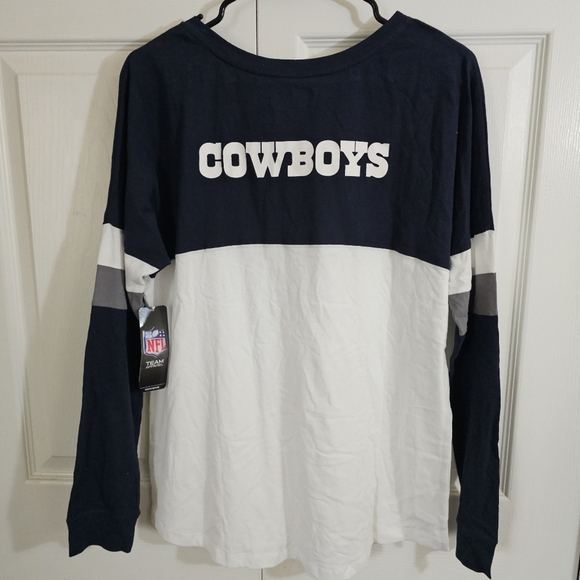 Dallas Cowboys NWT Laced Long Sleeve‎ Colorblock Tshirt Sports Football Athletic - Picture 4 of 7